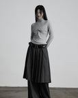 DOINDULGE Pinstripe Deconstructed Layered Skirt-Pants