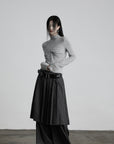 DOINDULGE Pinstripe Deconstructed Layered Skirt-Pants