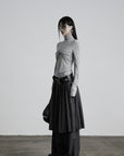DOINDULGE Pinstripe Deconstructed Layered Skirt-Pants