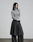 DOINDULGE Pinstripe Deconstructed Layered Skirt-Pants