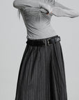 DOINDULGE Pinstripe Deconstructed Layered Skirt-Pants