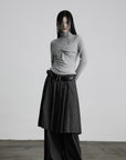 DOINDULGE Pinstripe Deconstructed Layered Skirt-Pants