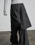 DOINDULGE Pinstripe Deconstructed Layered Skirt-Pants