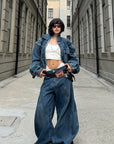 WARDEN EDGE Oversized Vintage Denim Jacket - PINKPARKS