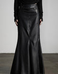 DOINDULGE Paneled Faux Leather Maxi Skirt with Stud Detail