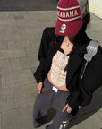 WARDEN EDGE Retro Letter Print Baggy Sweatpants - PINKPARKS