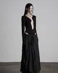DOINDULGE Draped Asymmetric Maxi Skirt