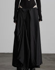 DOINDULGE Draped Asymmetric Maxi Skirt