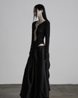 DOINDULGE Draped Asymmetric Maxi Skirt