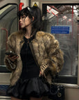 WARDEN EDGE Faux Fur Jacket with Suede and PU Leather Accents - PINKPARKS