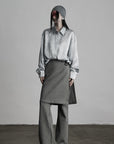DOINDULGE Wrap Detail Wool Blend Trousers