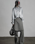 DOINDULGE Wrap Detail Wool Blend Trousers