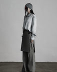 DOINDULGE Wrap Detail Wool Blend Trousers