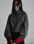 DOINDULGE Oversized Contrast Cuff Checked Shirt