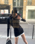 0122stepll Contrast Hem Knit Mini Skirt