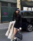 0122stepll Contrast Hem Knit Mini Skirt
