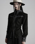 DOINDULGE Faux Leather Trimmed Fuzzy Top
