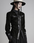 DOINDULGE Faux Leather Trimmed Fuzzy Top