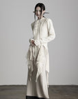 DOINDULGE Deconstructed Draped Top with Embroidered Lace Overlay