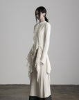 DOINDULGE Deconstructed Draped Top with Embroidered Lace Overlay