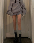 WARDEN EDGE Off-Shoulder Knit Sweater and Shorts Set - PINKPARKS