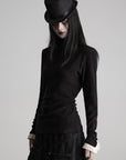 DOINDULGE Structured Knit Top with Contrast Pleated Cuffs