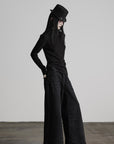DOINDULGE Structured Knit Top with Contrast Pleated Cuffs