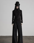 DOINDULGE Structured Knit Top with Contrast Pleated Cuffs