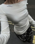 WARDEN EDGE Off-Shoulder Ribbed T-Shirt