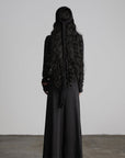 DOINDULGE Off-Shoulder Long Sleeve Dress with Raw Edges and Belt