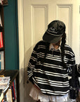 WARDEN EDGE Black Striped Polo Knit T-Shirt - PINKPARKS