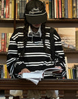 WARDEN EDGE Black Striped Polo Knit T-Shirt - PINKPARKS