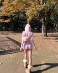 DreamyNerd Cozy Knit Hoodie & Shorts Set in Baby Pink