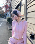 DreamyNerd Cozy Knit Hoodie & Shorts Set in Baby Pink