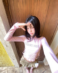 DreamyNerd Blush Lace Up Tee