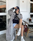 ROVENTE Structured Matte Trench Coat in Mist Grey - PINKPARKS