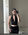 ROVENTE Halter Sequin Corset Top - PINKPARKS