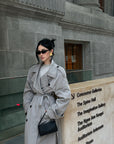 ROVENTE Structured Matte Trench Coat in Mist Grey - PINKPARKS