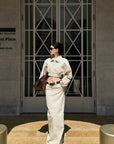 ROVENTE Structured High-Waist Column Maxi Skirt - PINKPARKS