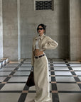 ROVENTE Structured High-Waist Column Maxi Skirt - PINKPARKS