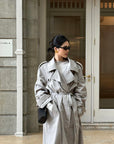 ROVENTE Structured Matte Trench Coat in Mist Grey - PINKPARKS