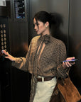 ROVENTE Draped Rose Check Shirt - PINKPARKS