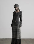 DOINDULGE Draped Knit Top with Rose Detail