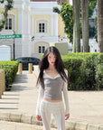 DreamyNerd Contrast Ribbed Long Sleeve Tee - PINKPARKS