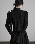 DOINDULGE Textured Knit Sculpted Top with Rosette Buttons