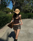 ROVENTE Leopard Sequin Micro Skirt - PINKPARKS