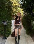 ROVENTE Leopard Sequin Micro Skirt - PINKPARKS