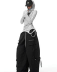WARDEN EDGE High-Waisted Wide-Leg Cargo Pants