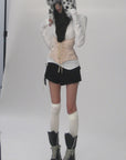 WARDEN EDGE Long-Sleeve T-Shirt Tied-Waist Corset Set - PINKPARKS