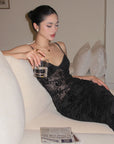 ROVENTE Sheer Velvet Maxi Dress - PINKPARKS